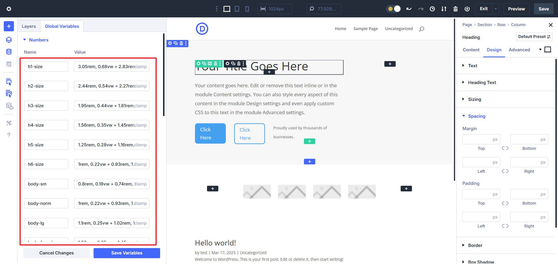 Beforehand set typography sizing and apply them to OG Presets
