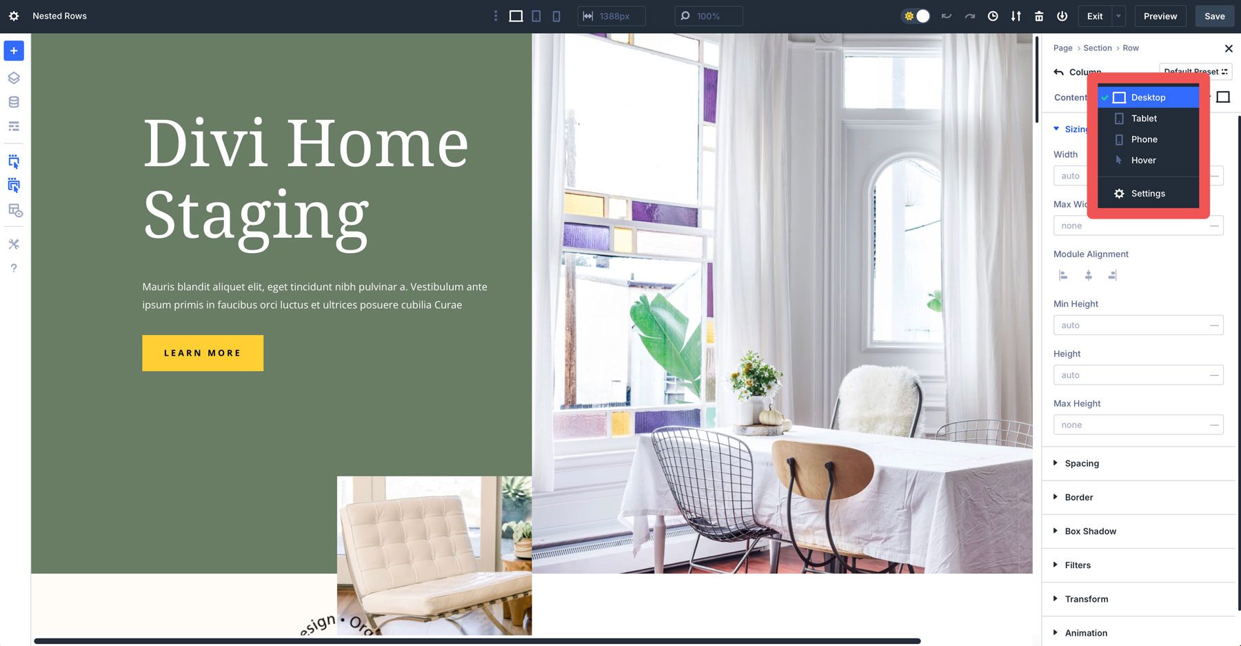 Divi 5 responsive options