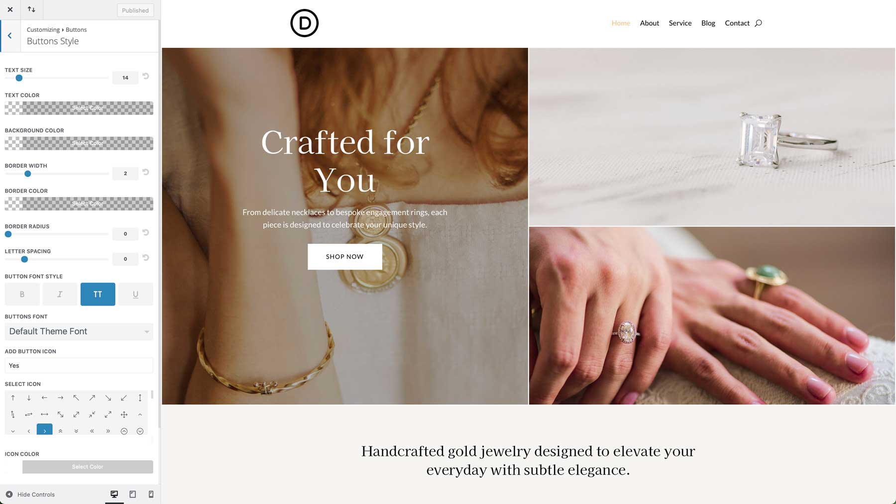 Jewelry Designer starter site for Divi
