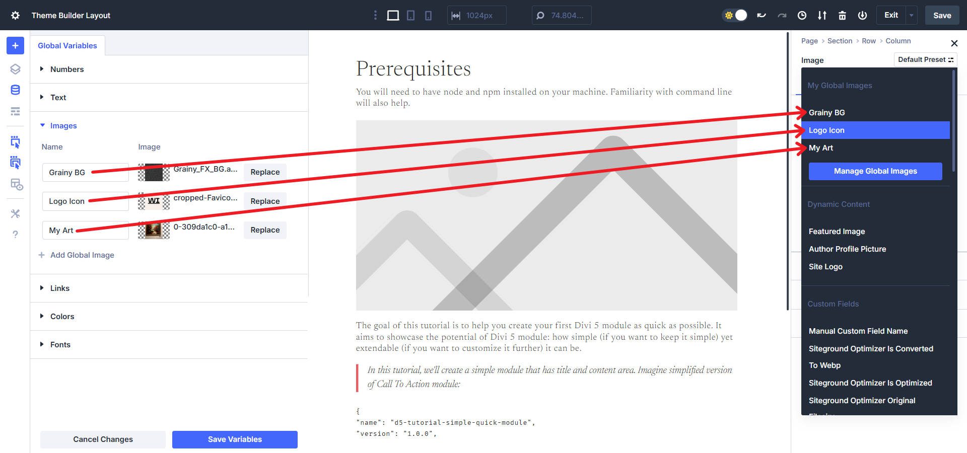 Image Variables in any Image Field with Divi