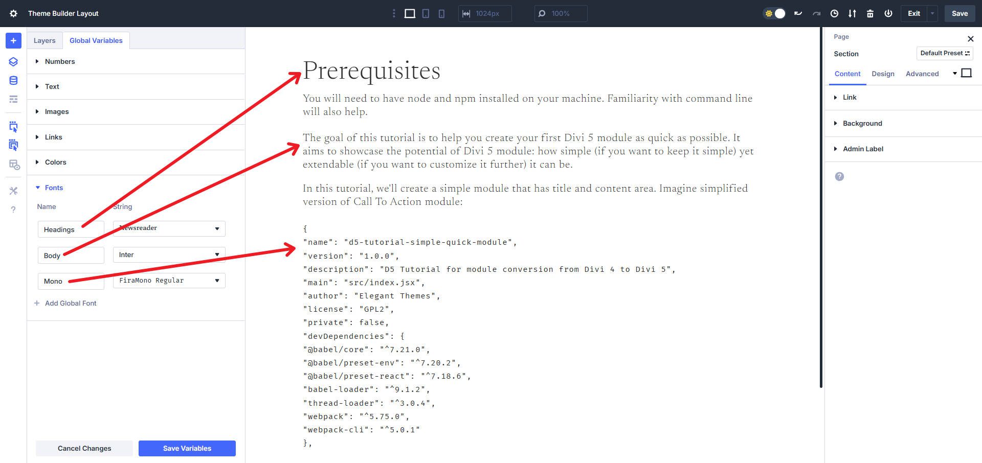 Set Font Families as Divi Design Variables