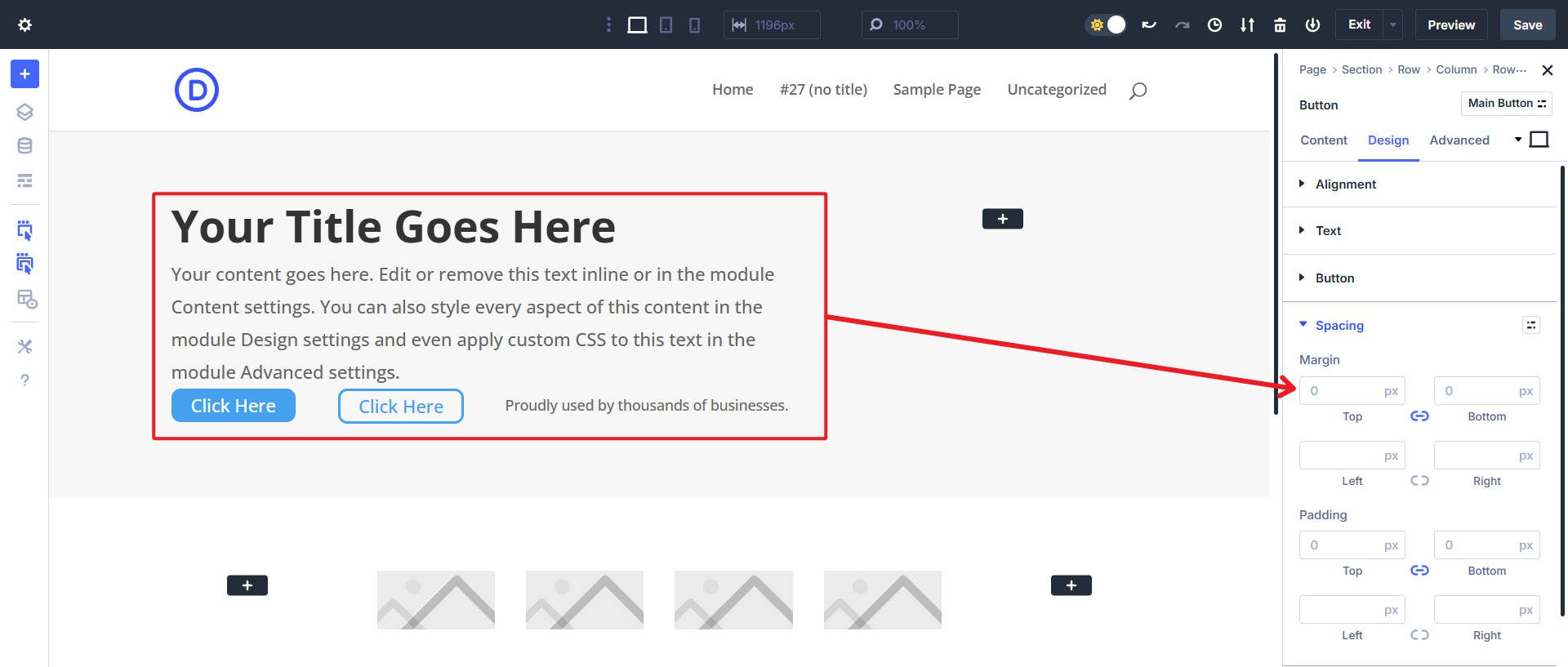Set Module Margin Top and Bottom to Zero