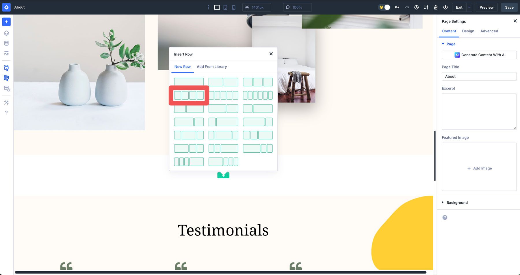 nested rows in Divi 5
