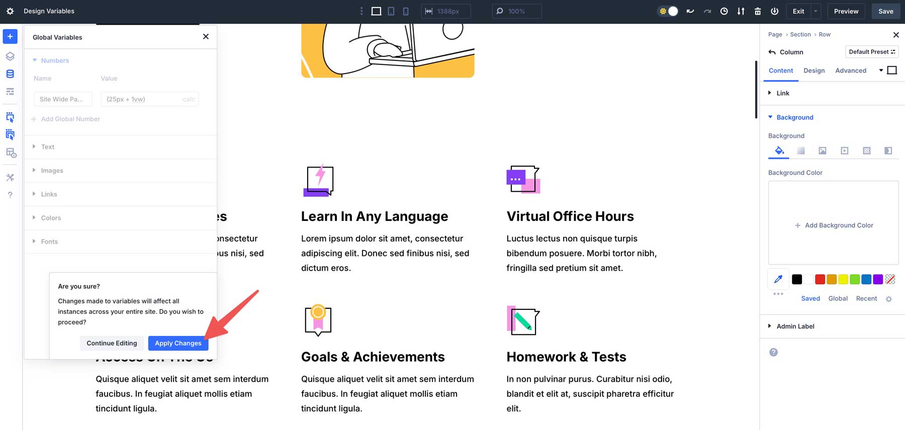 applying variables in Divi 5