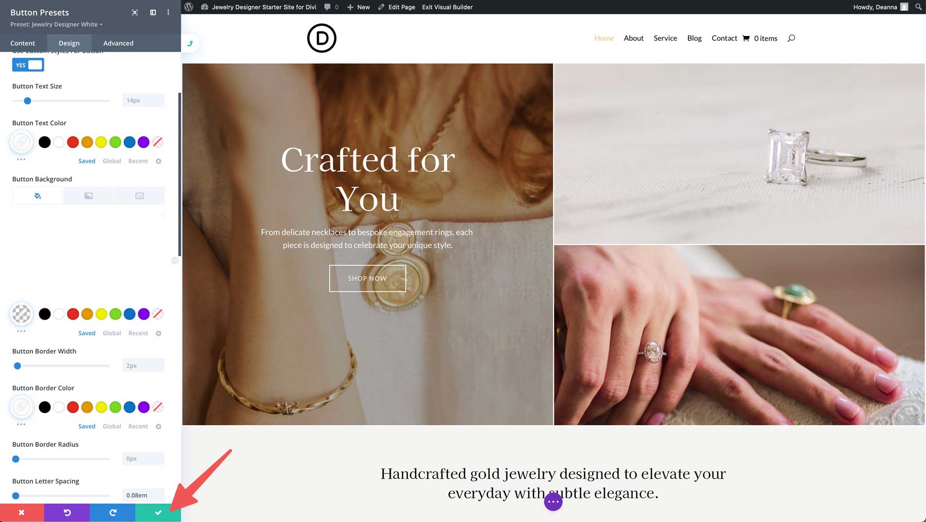 Jewelry Designer starter site for Divi