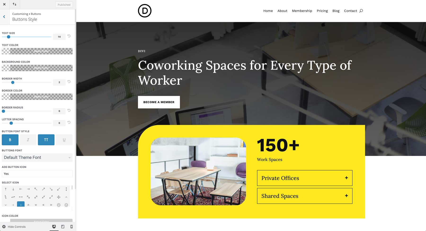 Co-Working starter site for Divi
