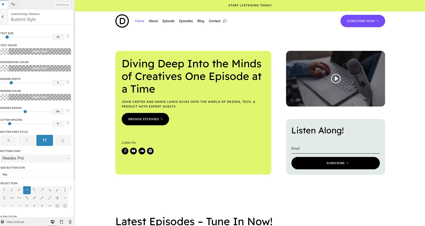 podcast starter site for Divi