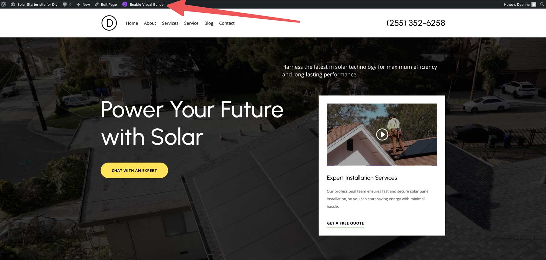 solar starter site for Divi