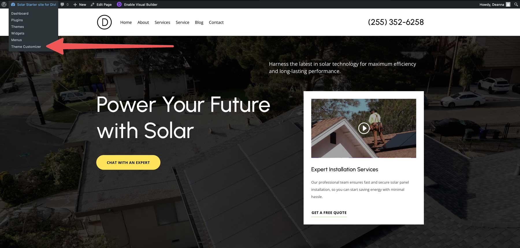 solar starter site for Divi
