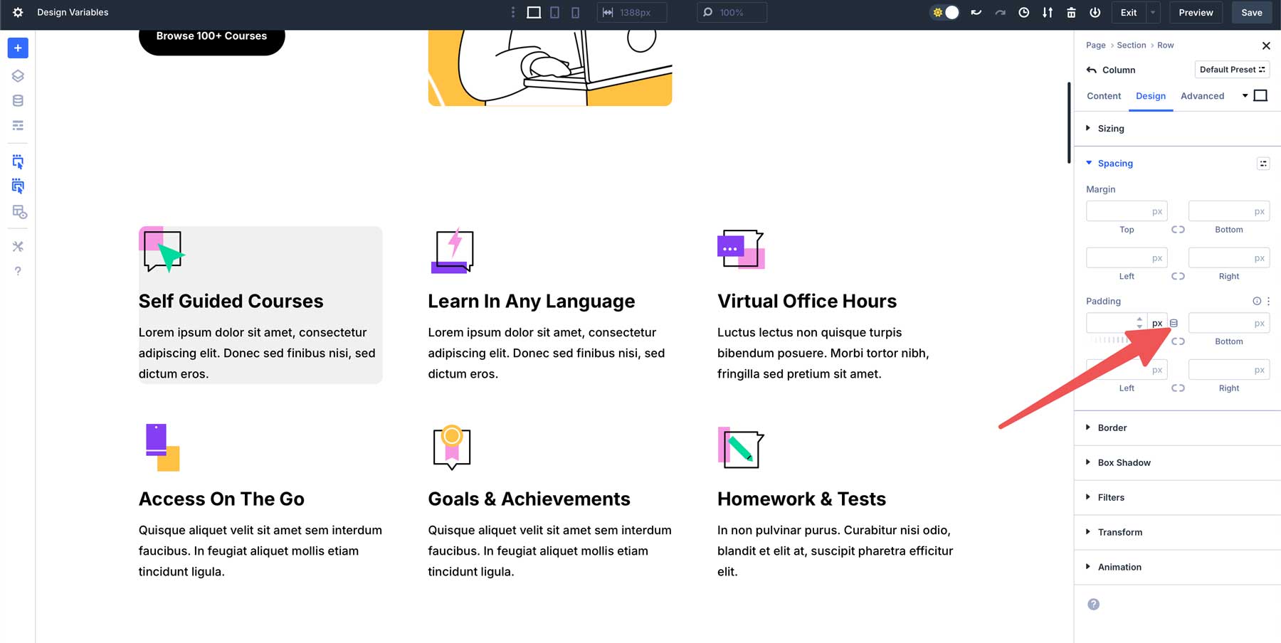 design variables in Divi 5