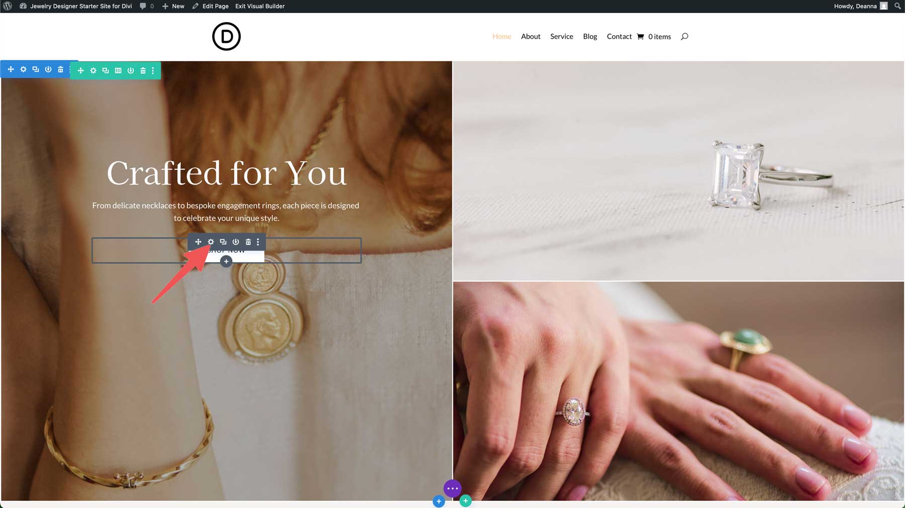 Jewelry Designer starter site for Divi