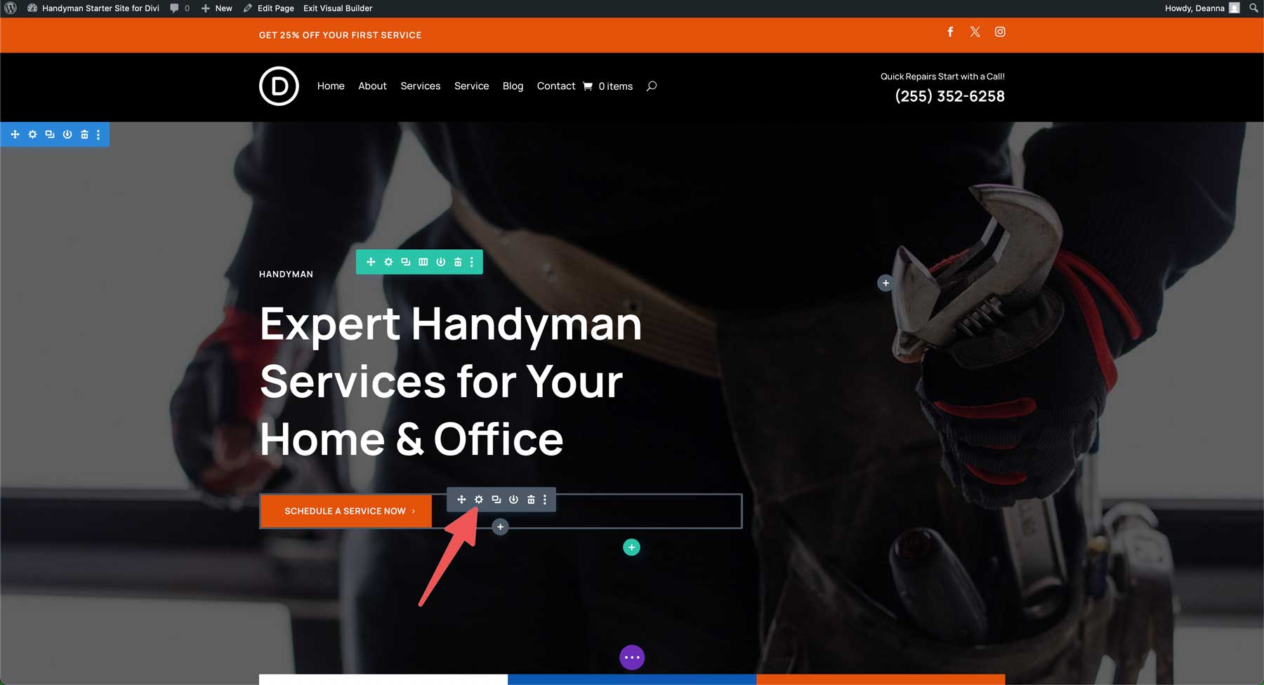 Handyman starter site for Divi