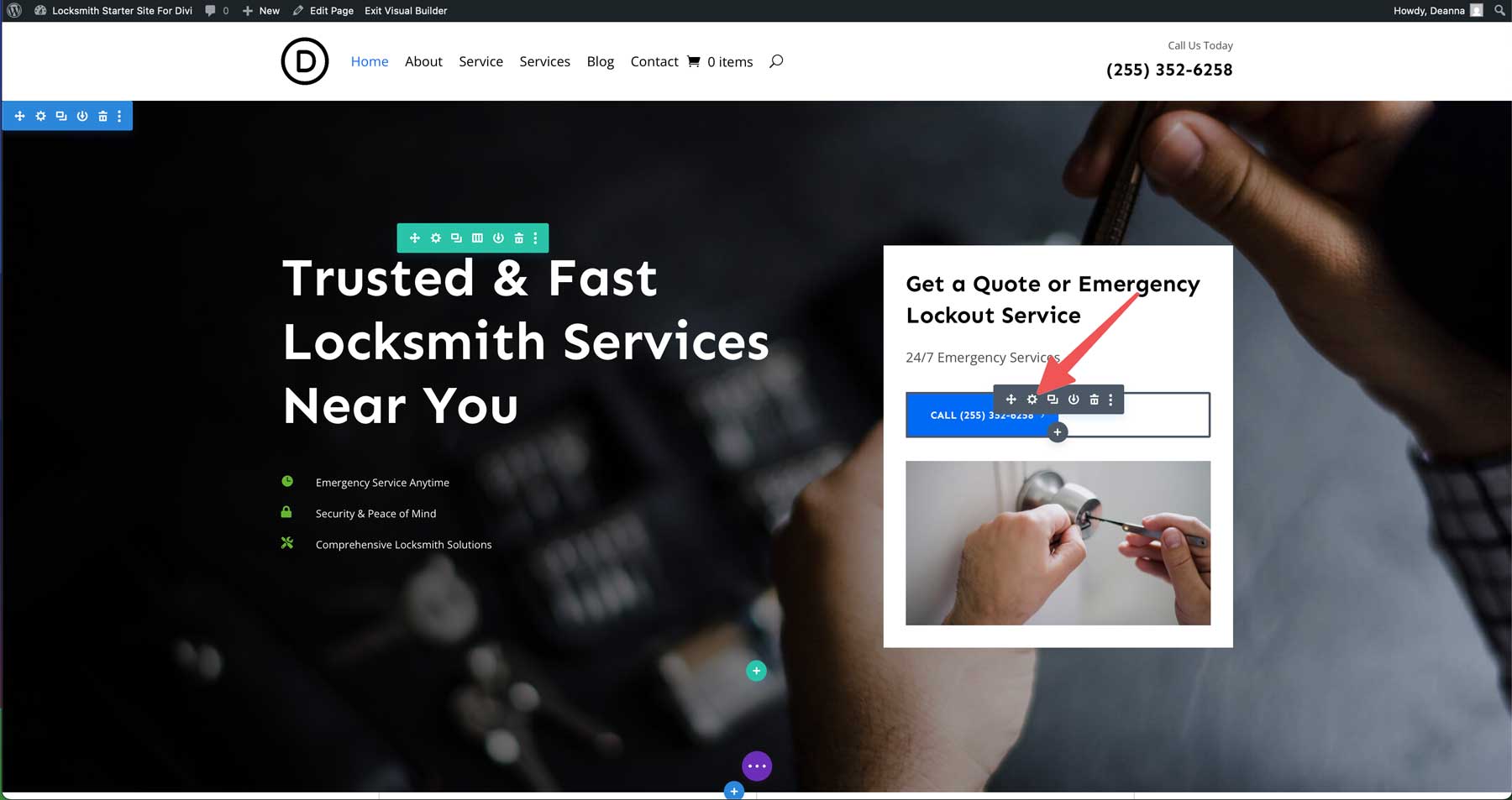 locksmith starter site for Divi