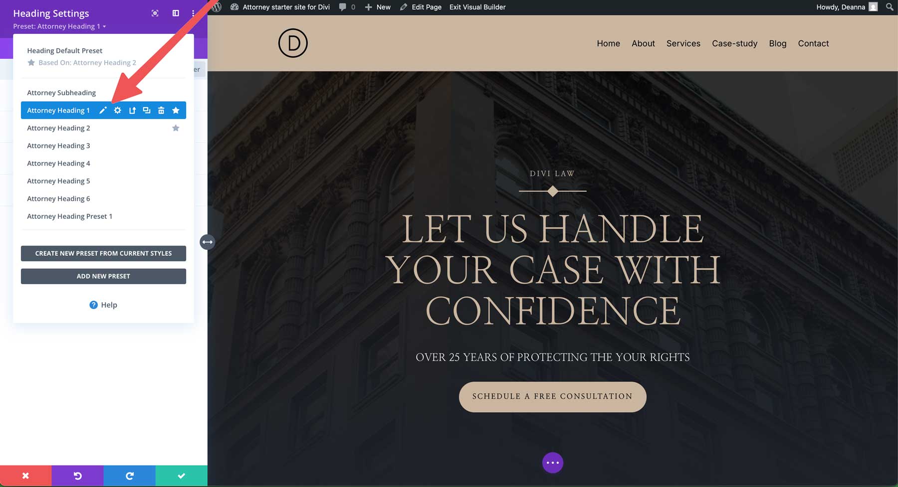 attorney starter site for Divi
