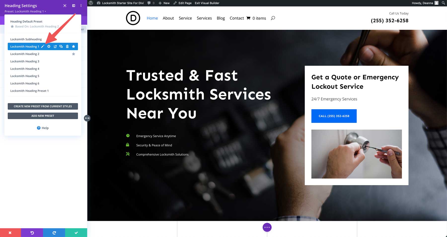 locksmith starter site for Divi
