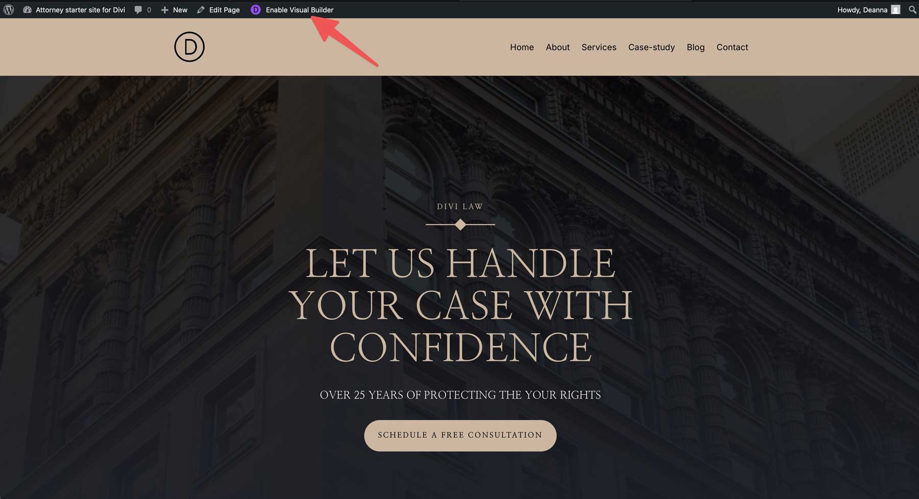 attorney starter site for Divi