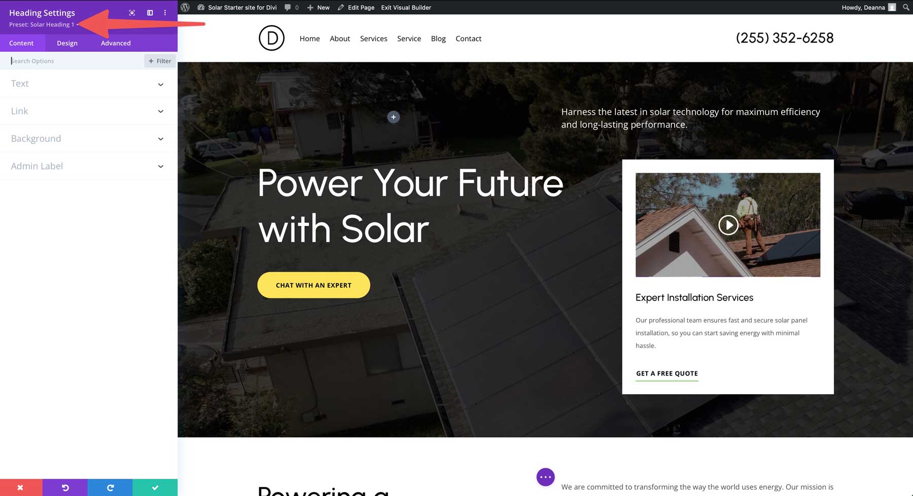 solar starter site for Divi