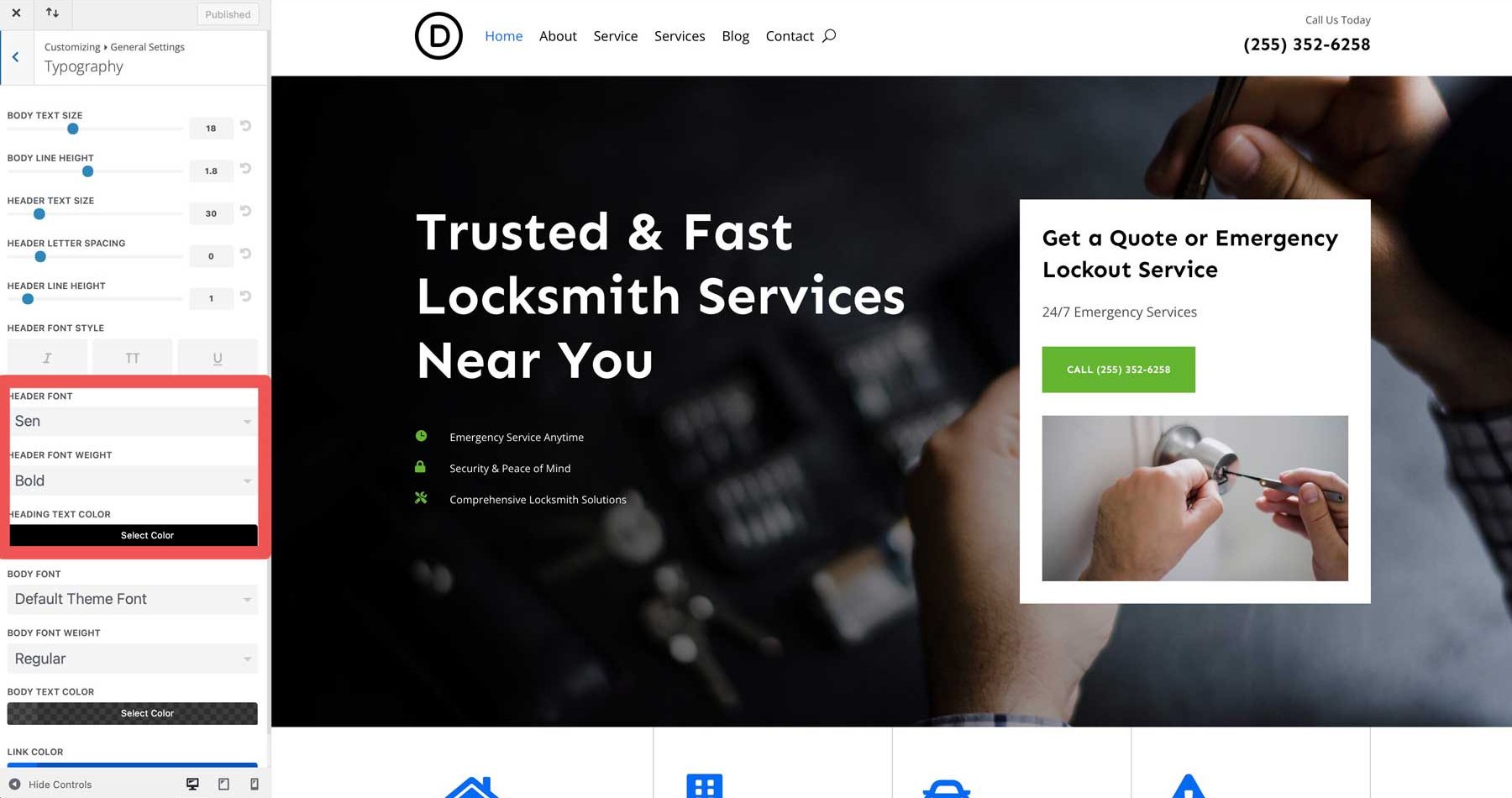 locksmith starter site for Divi