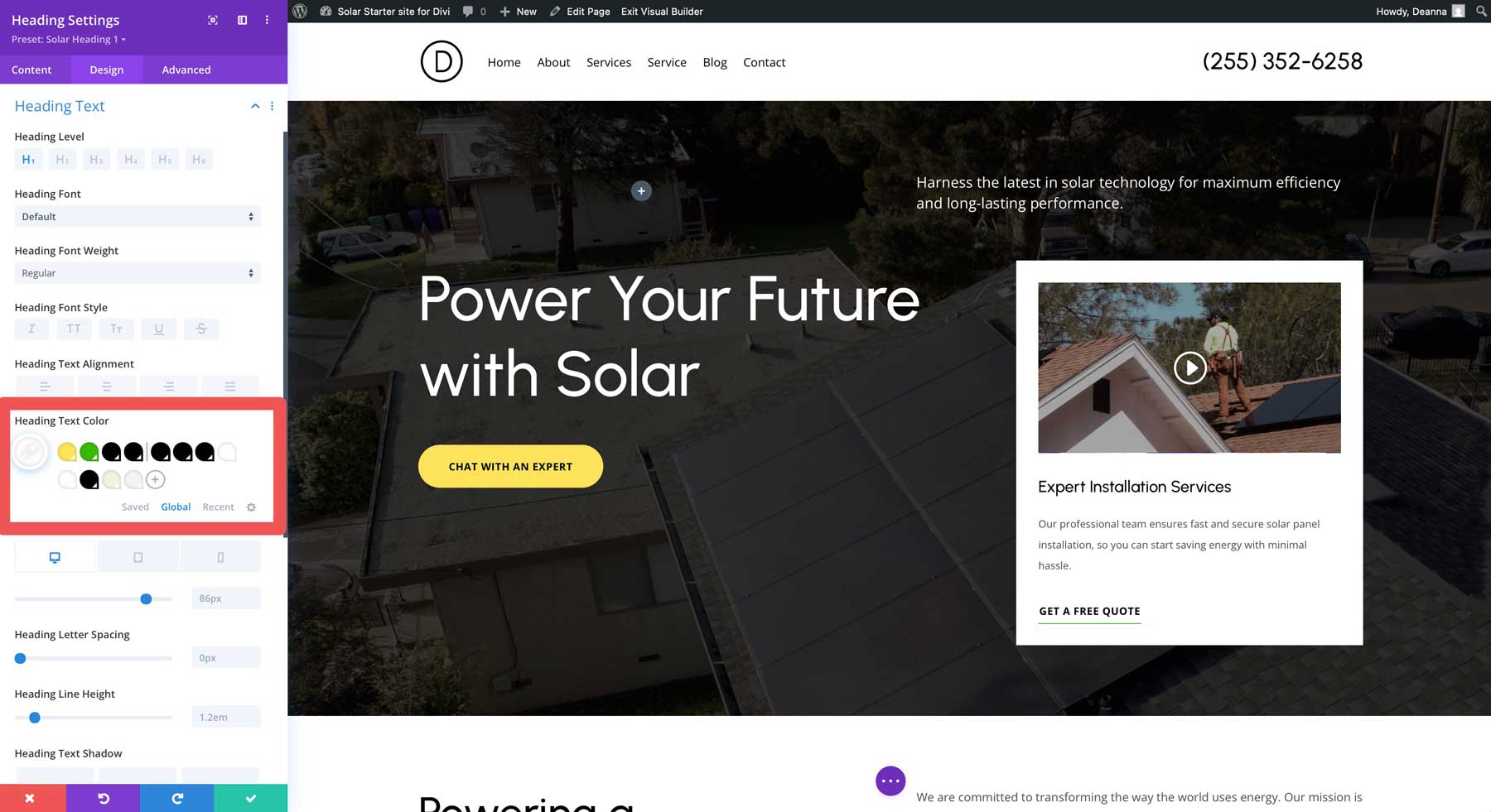 solar starter site for Divi