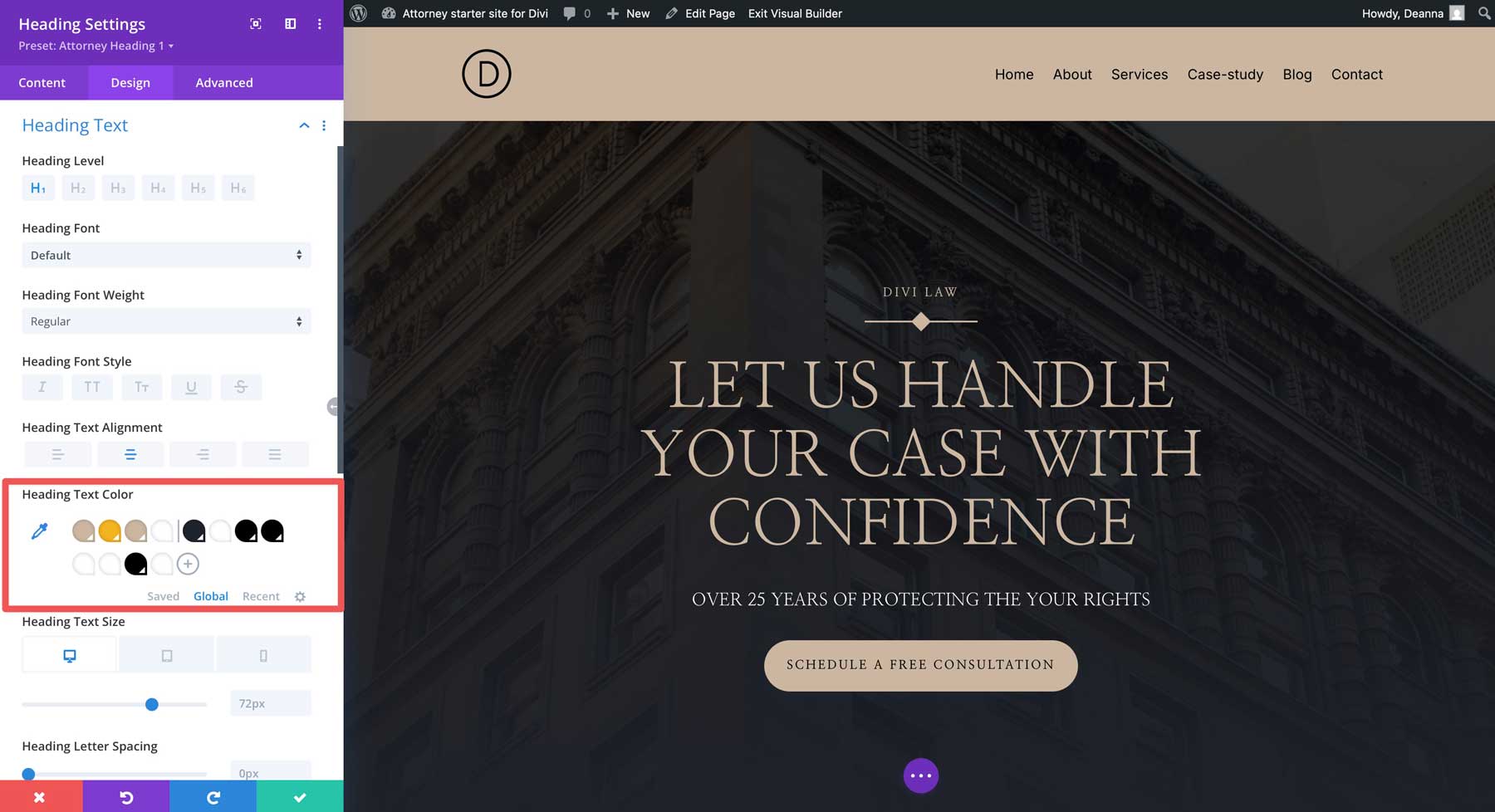 attorney starter site for Divi