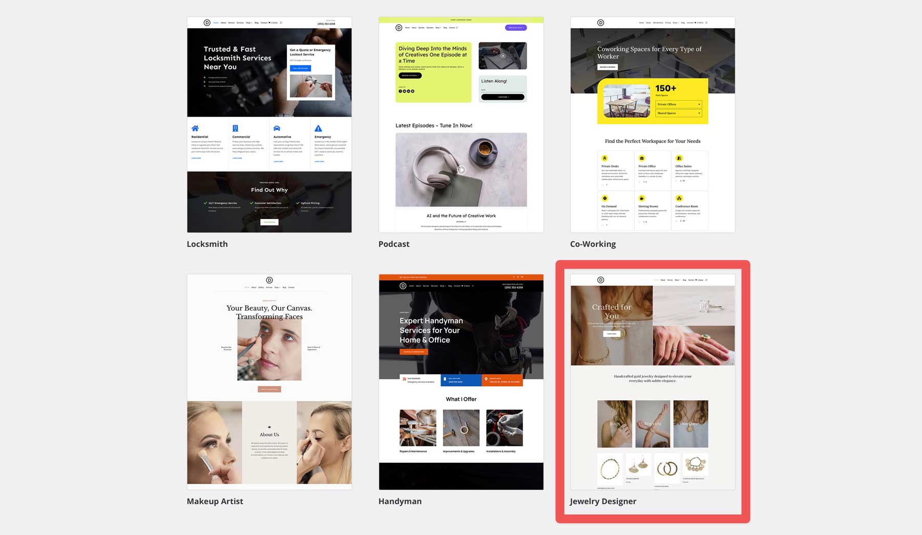 Jewelry Designer starter site for Divi