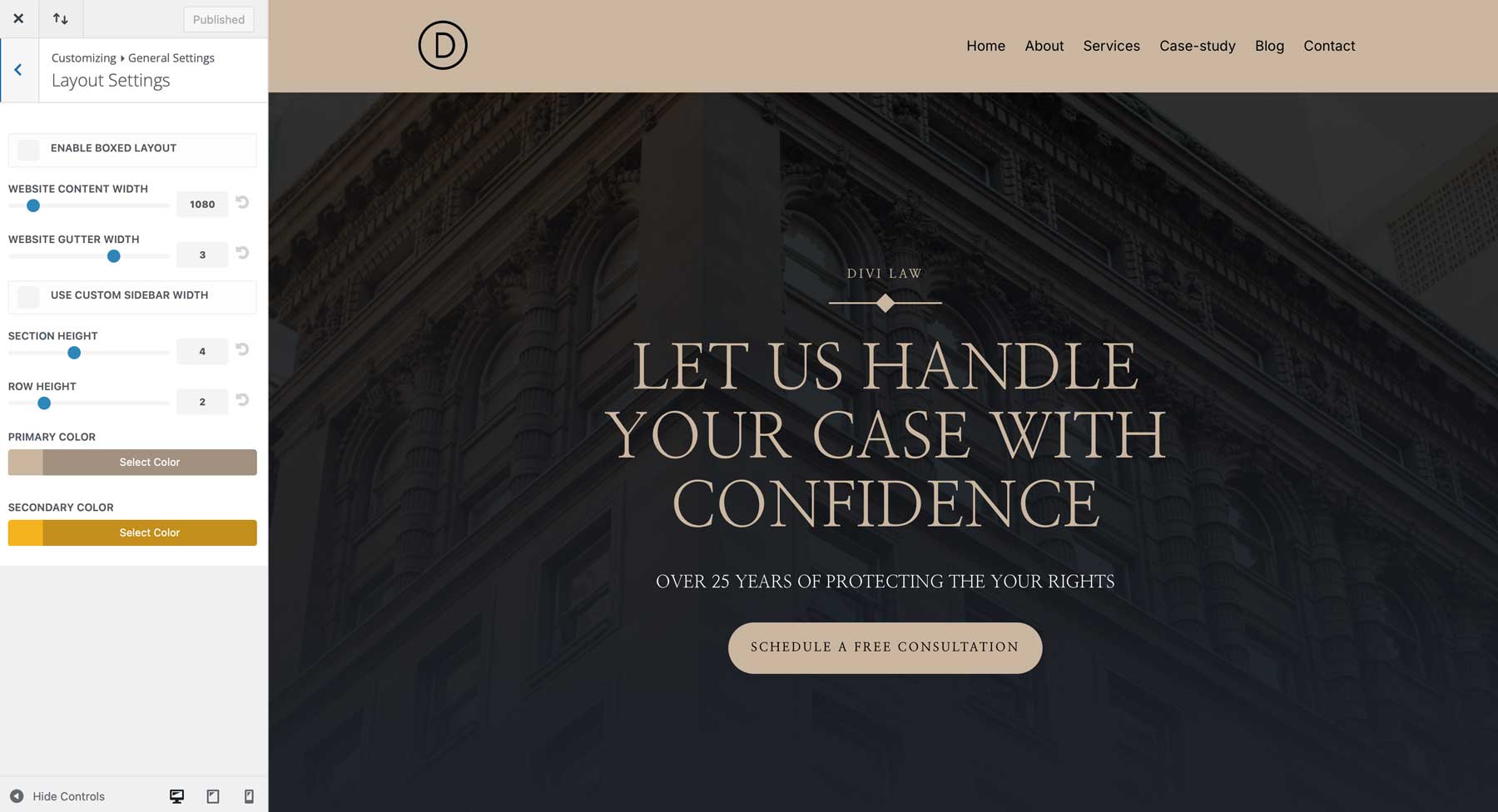 attorney starter site for Divi