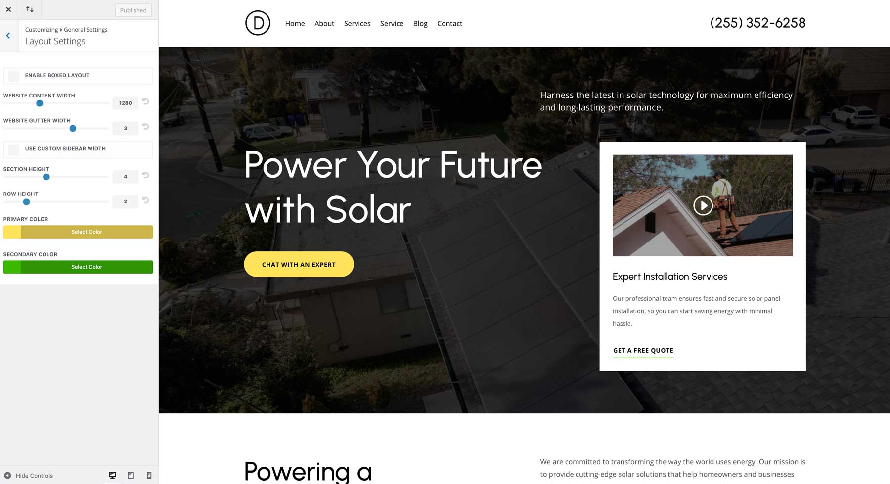 solar starter site for Divi