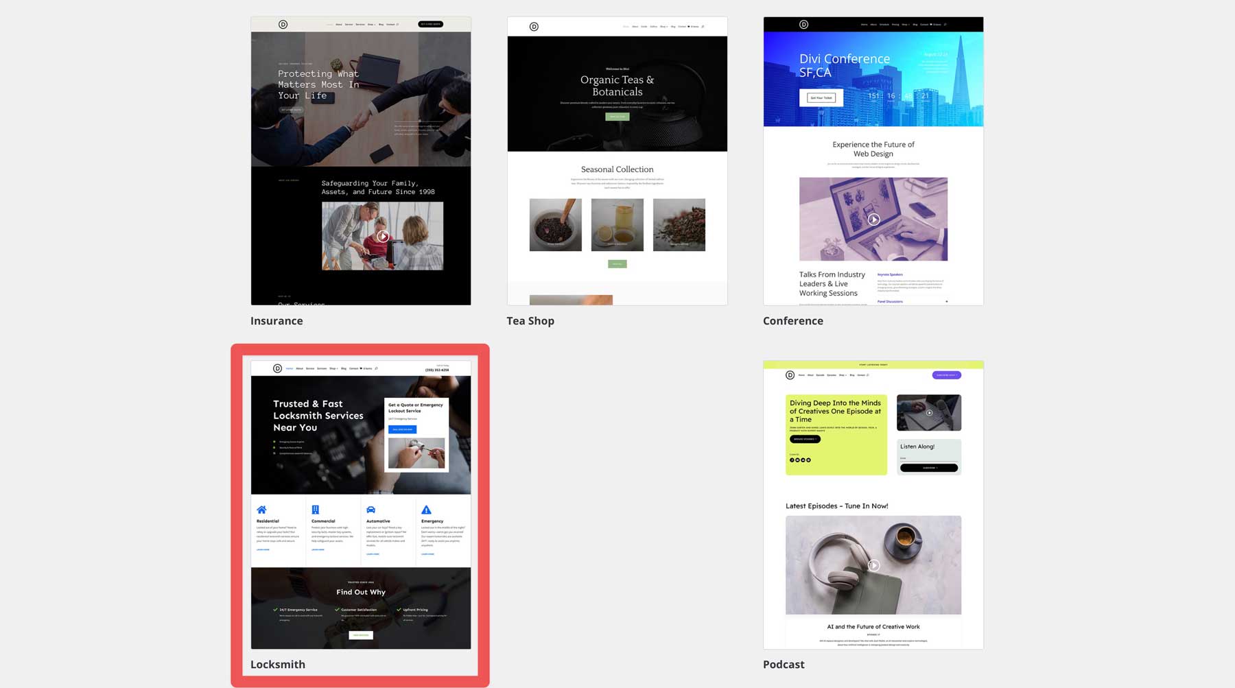 locksmith starter site for Divi