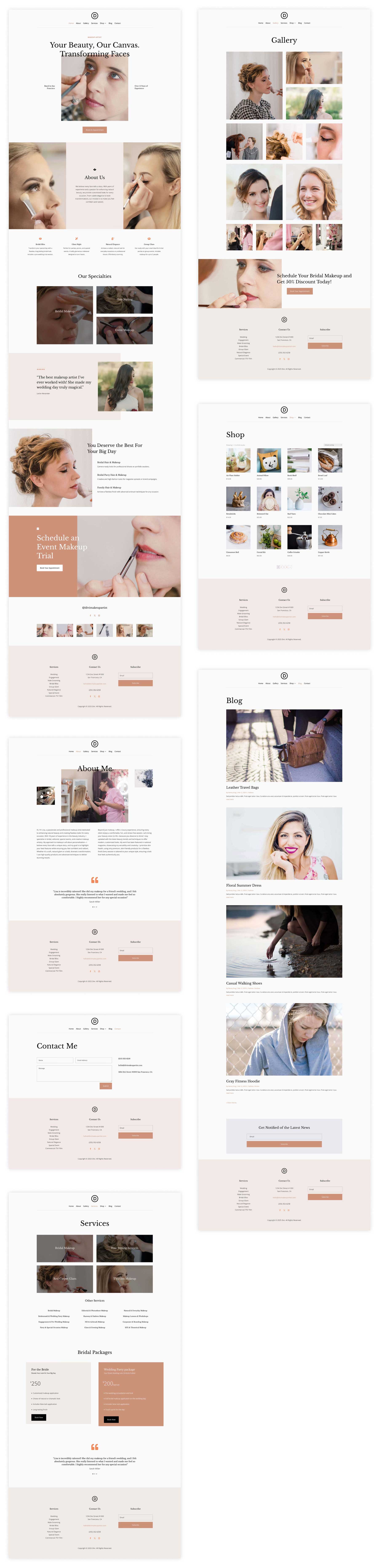 makeup artist starter site for Divi