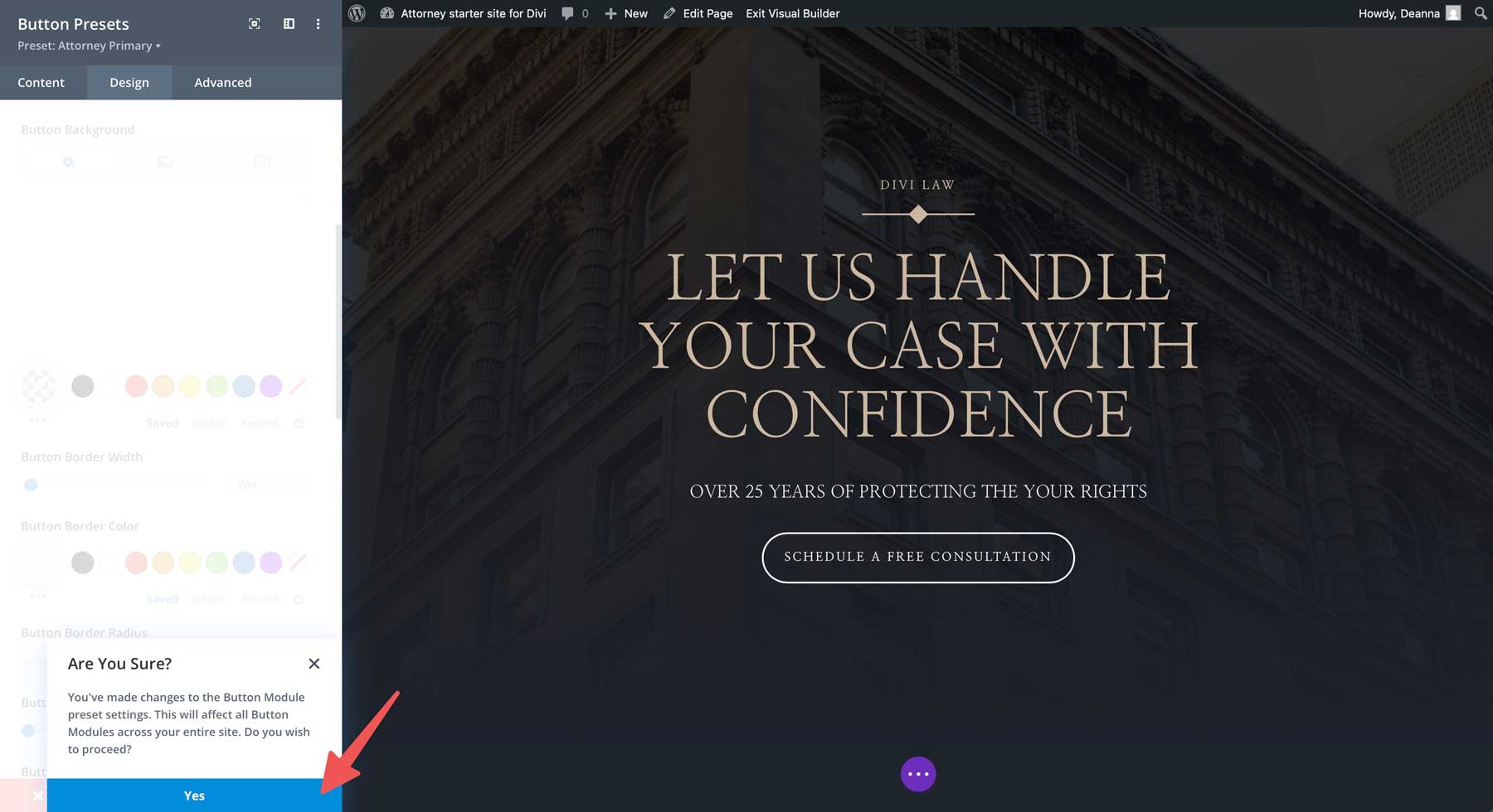 attorney starter site for Divi