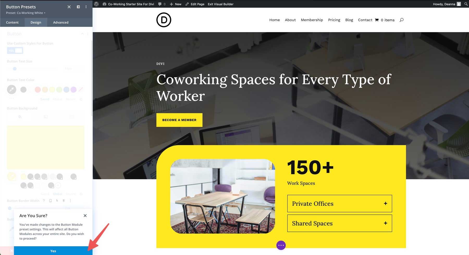Co-Working starter site for Divi