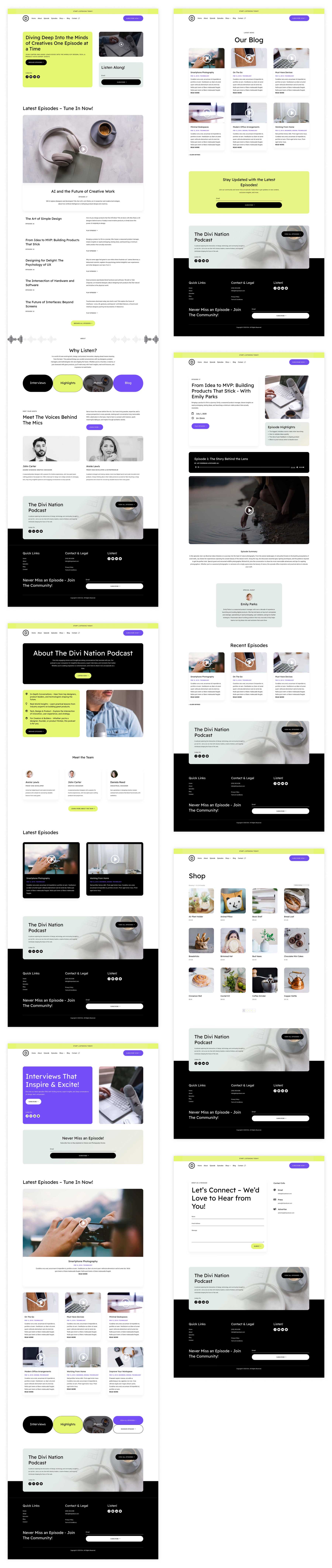 podcast starter site for Divi
