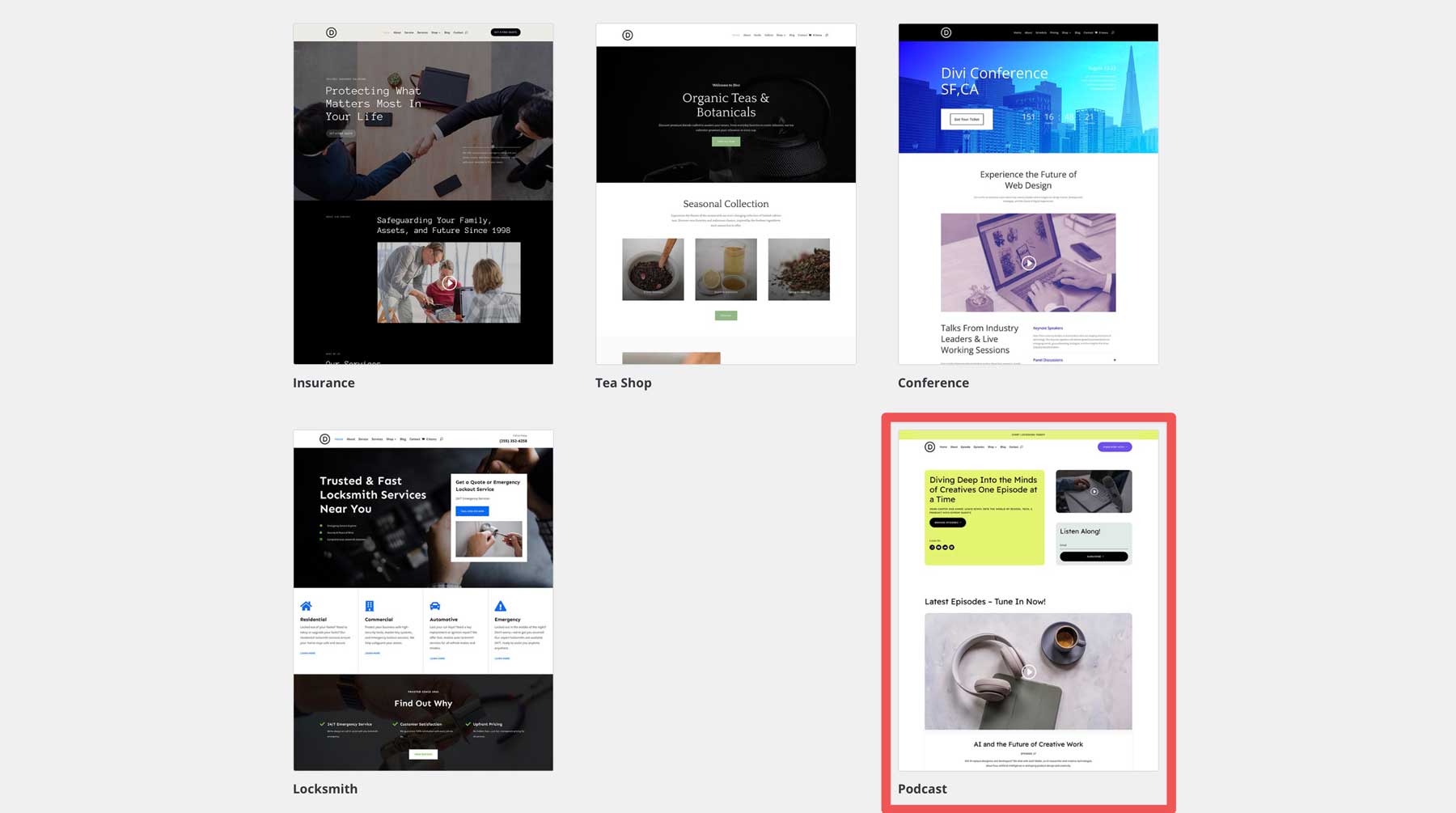 podcast starter site for Divi