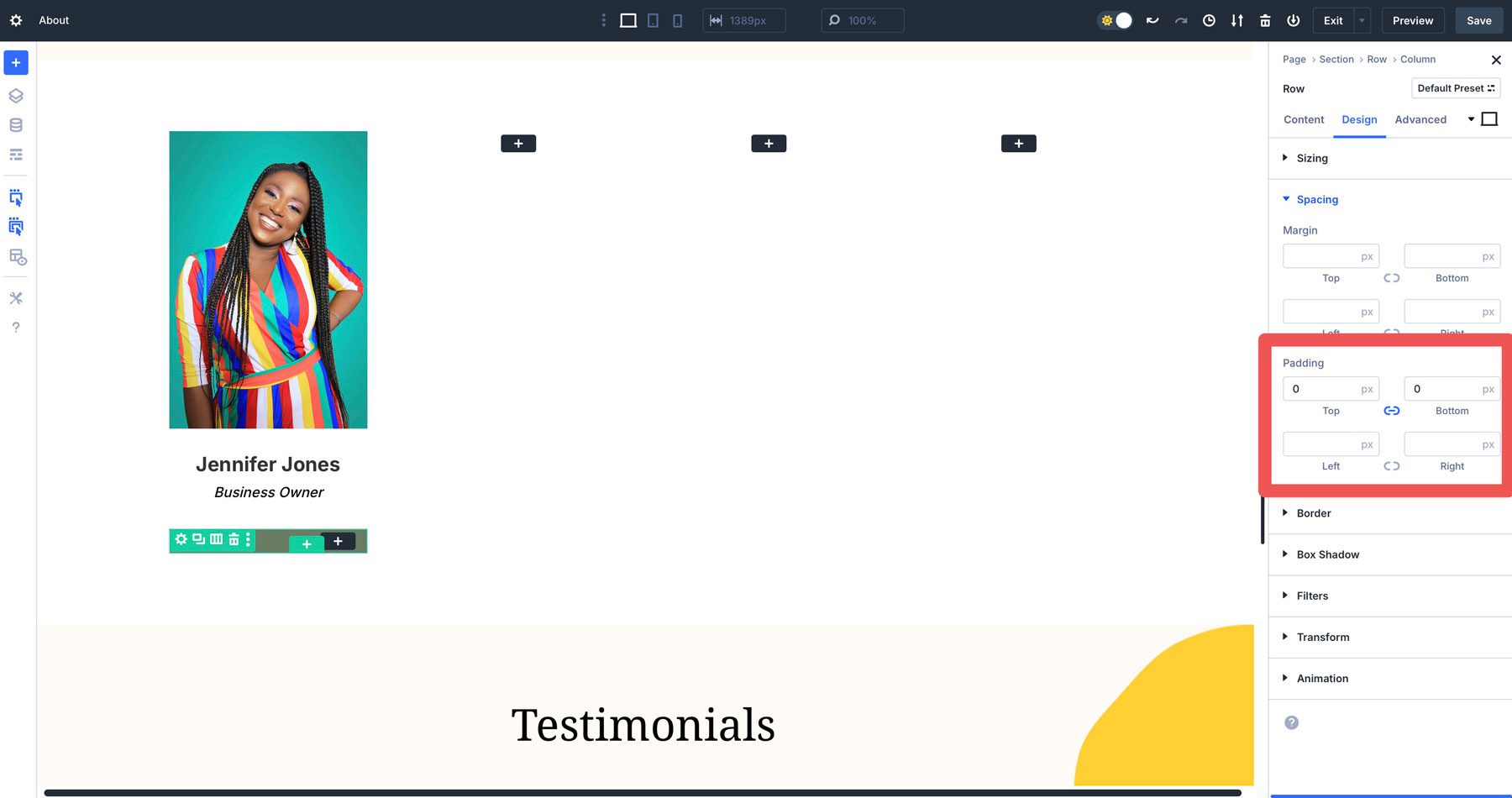 nested rows in Divi 5