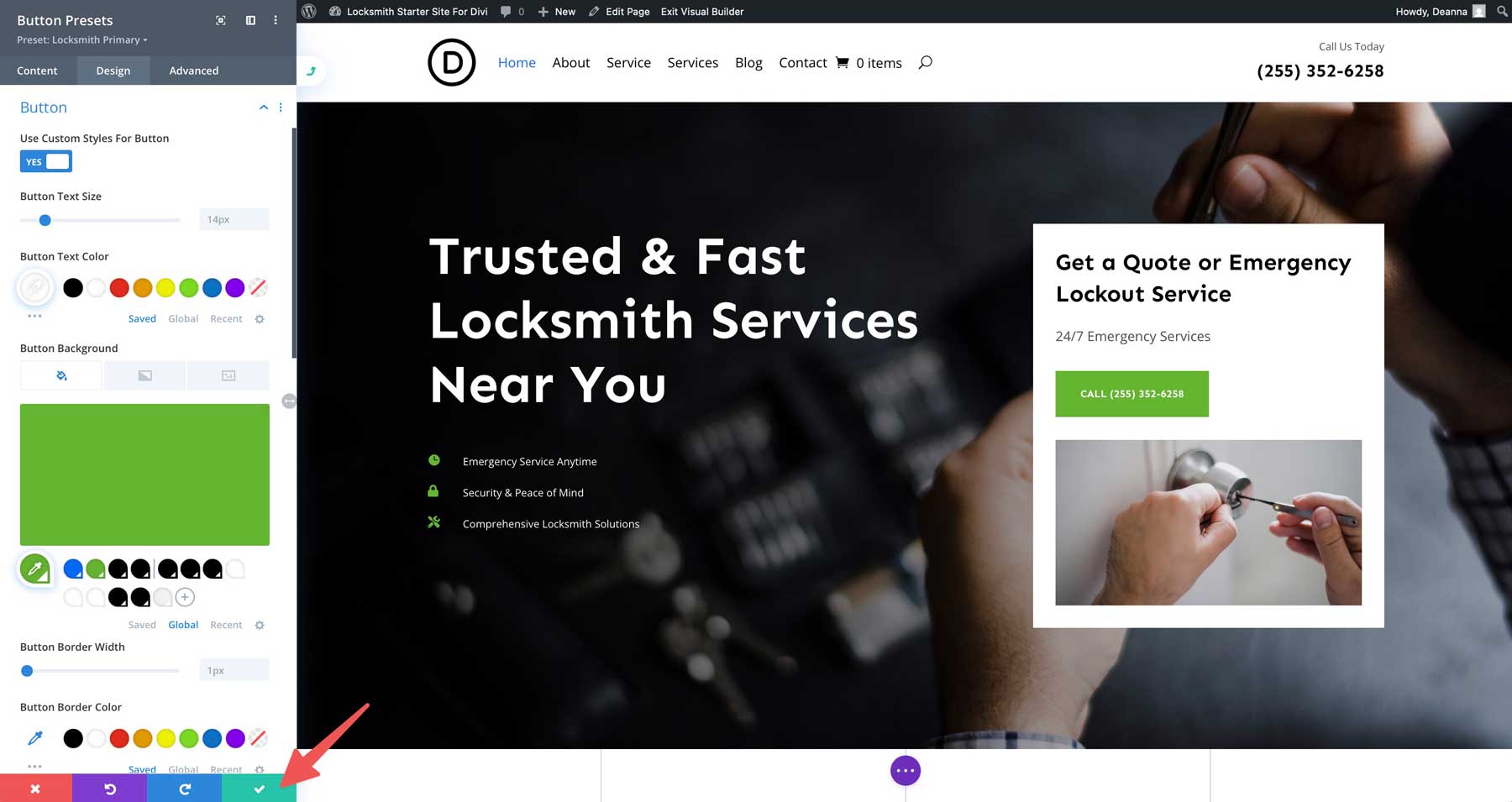 locksmith starter site for Divi