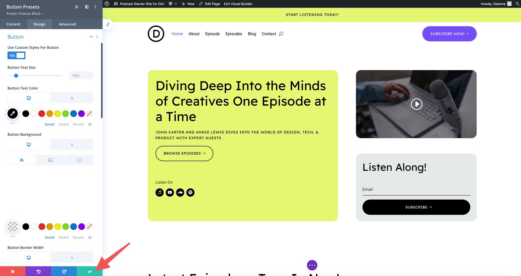 podcast starter site for Divi