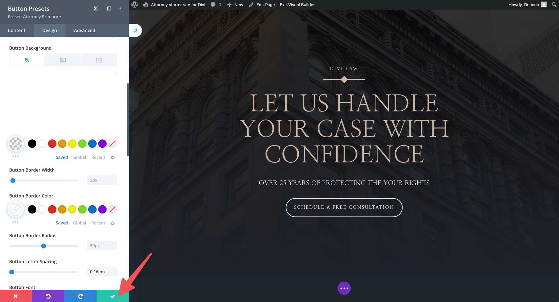 attorney starter site for Divi
