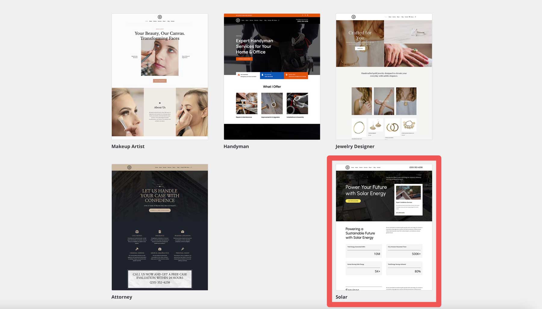 solar starter site for Divi