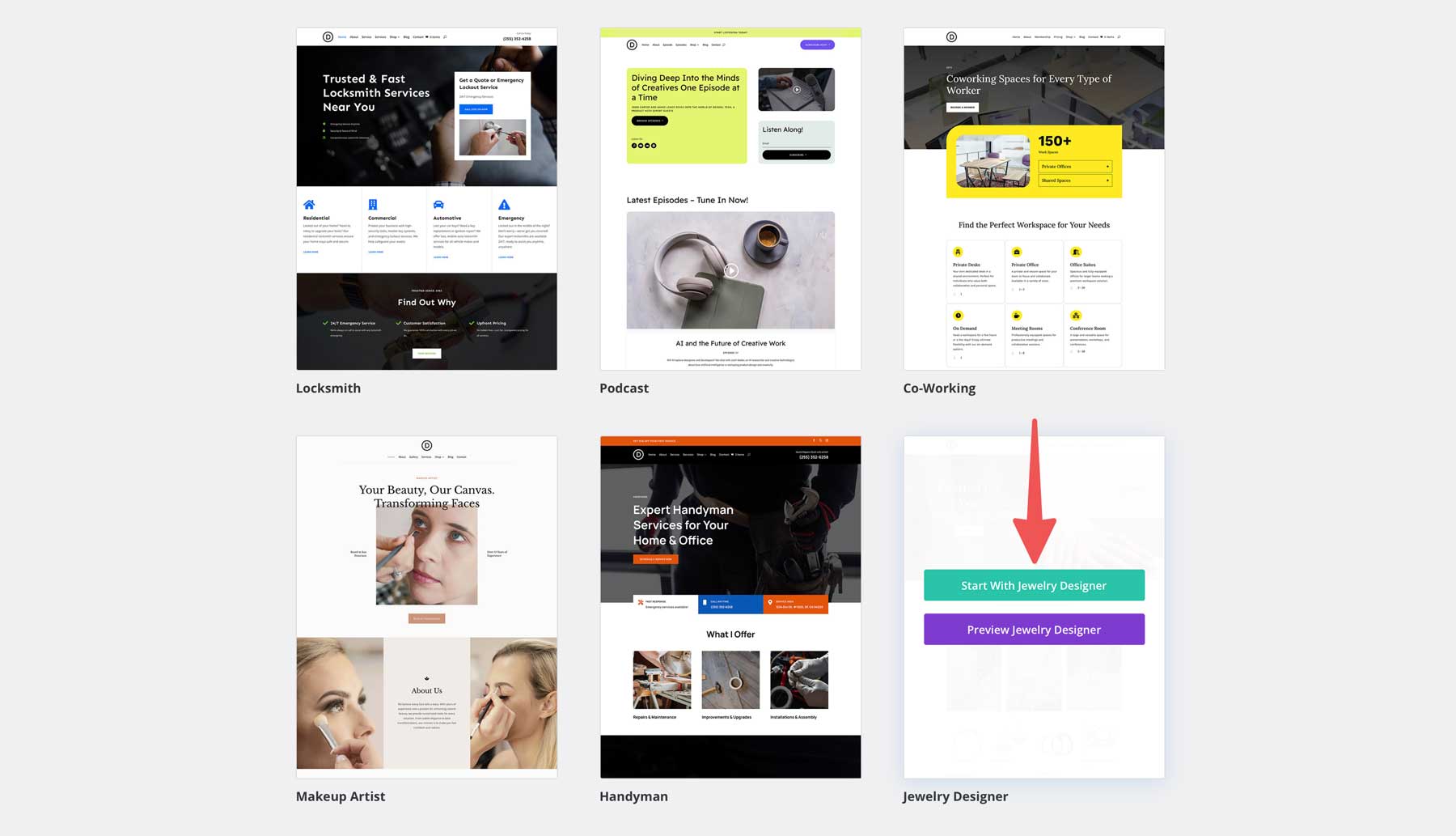 Jewelry Designer starter site for Divi