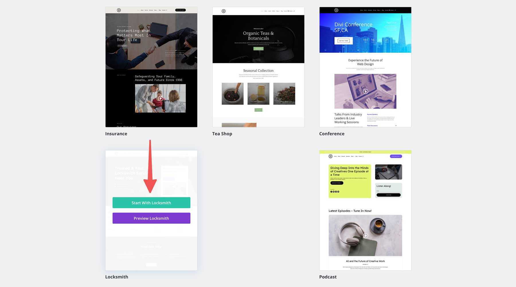 locksmith starter site for Divi