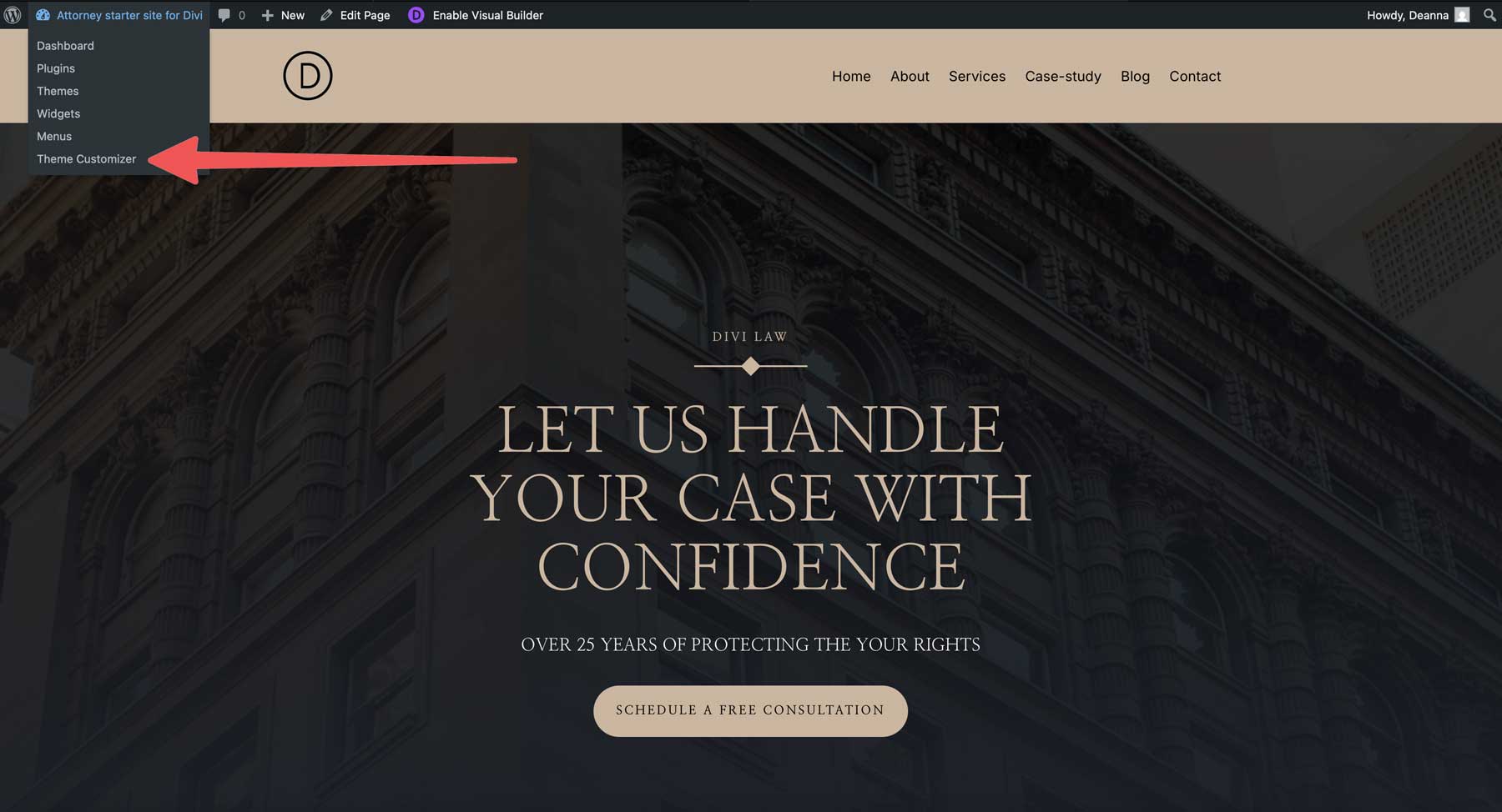 attorney starter site for Divi