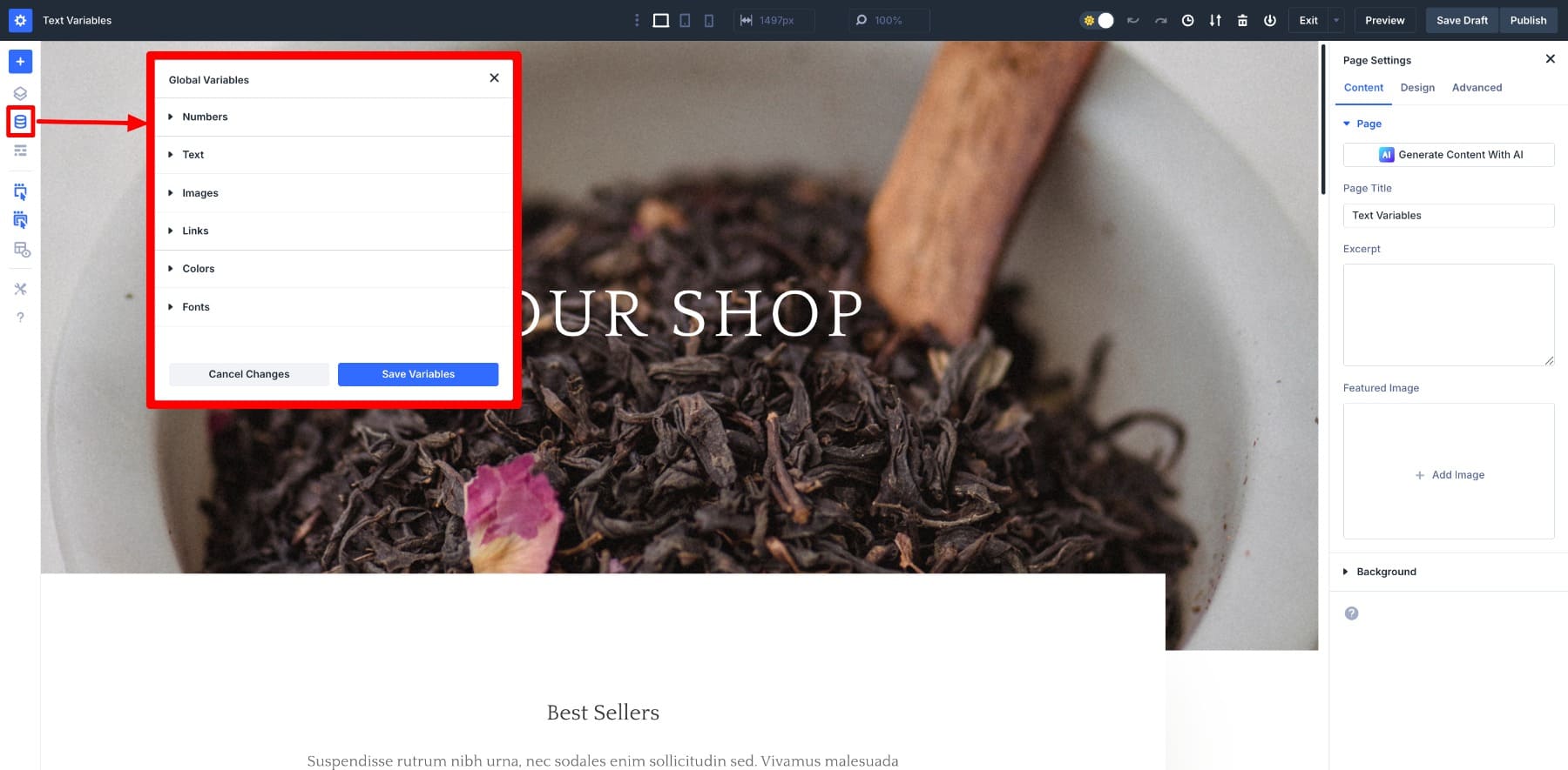 Variable Manager in Divi 5