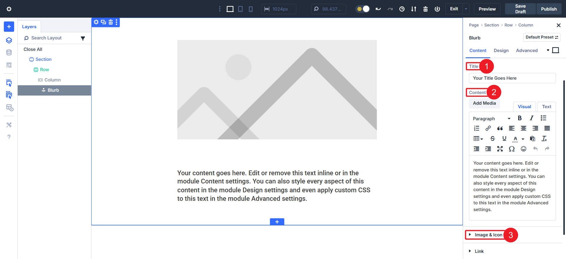 Anatomy of a Blurb Module to Recreate with Module Groups