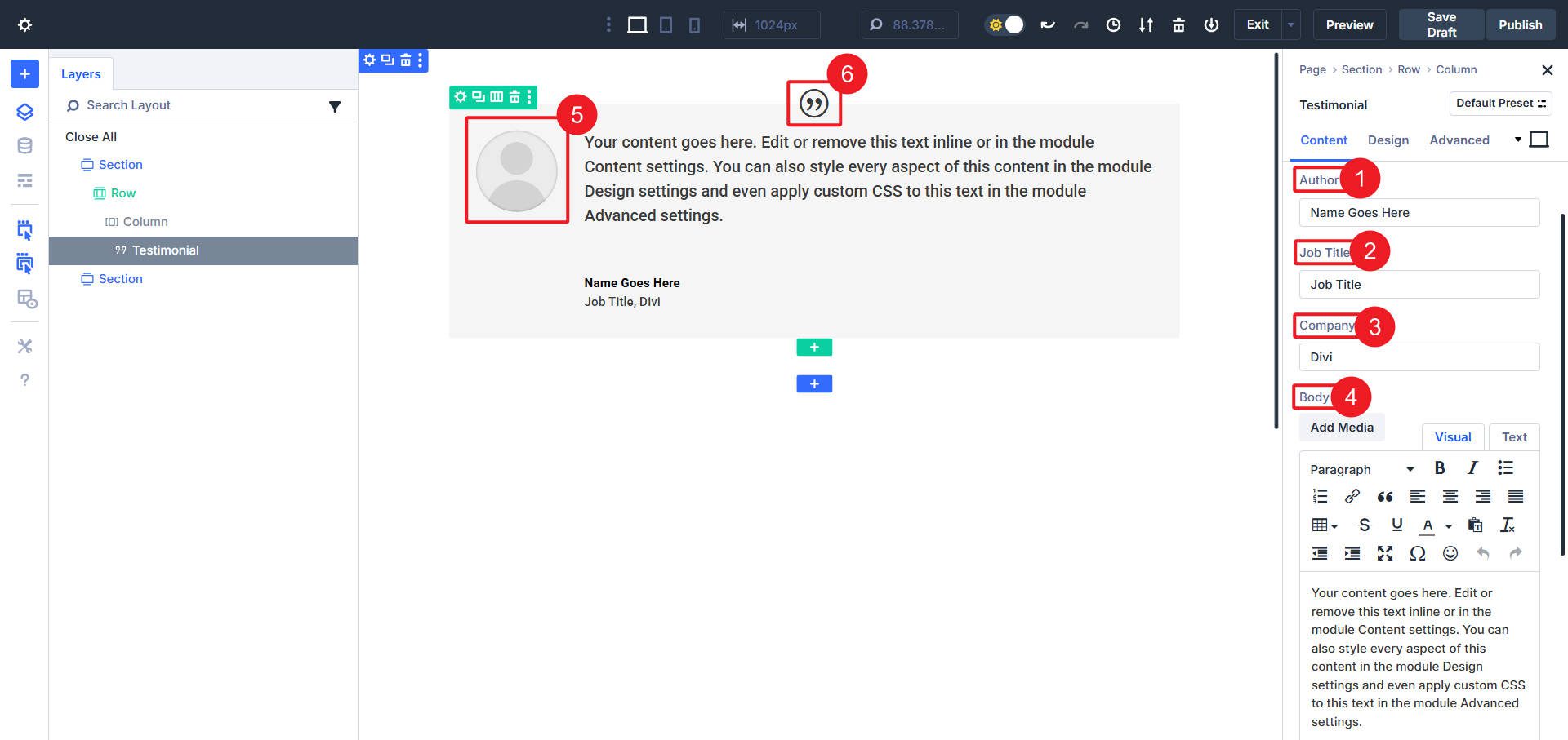 Anatomy of a Testimonial Module to Recreate with Module Groups