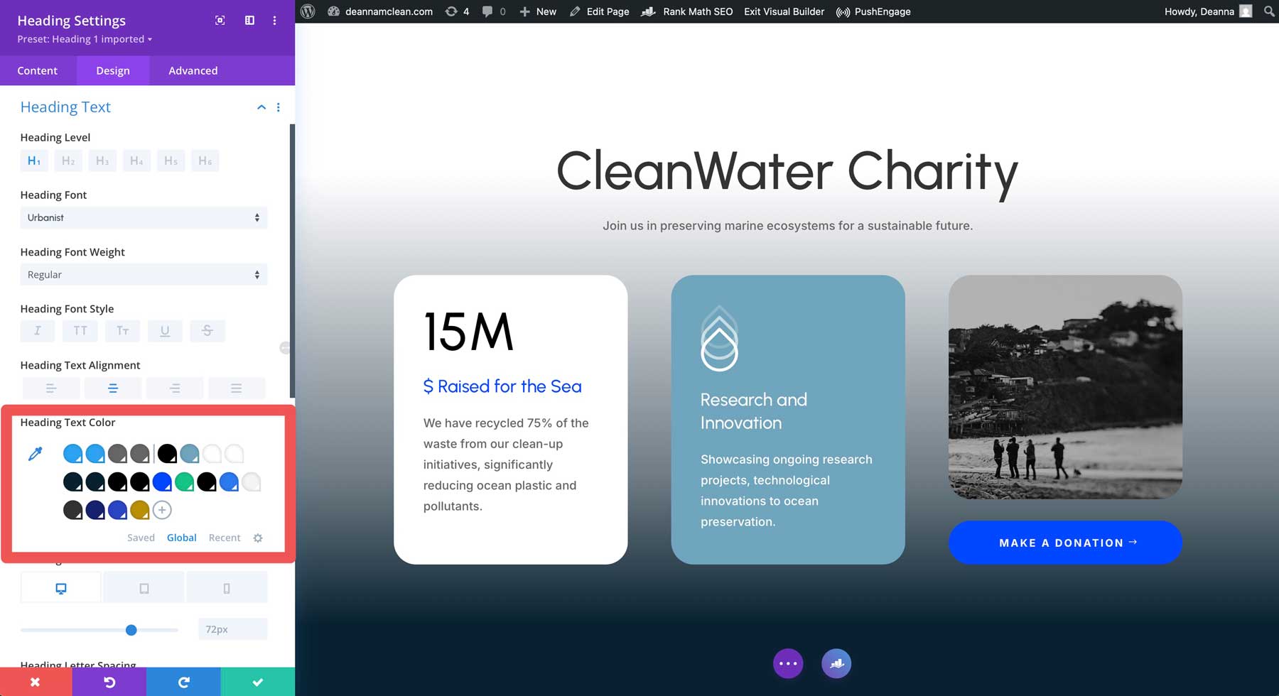 Divi 4 global color management system