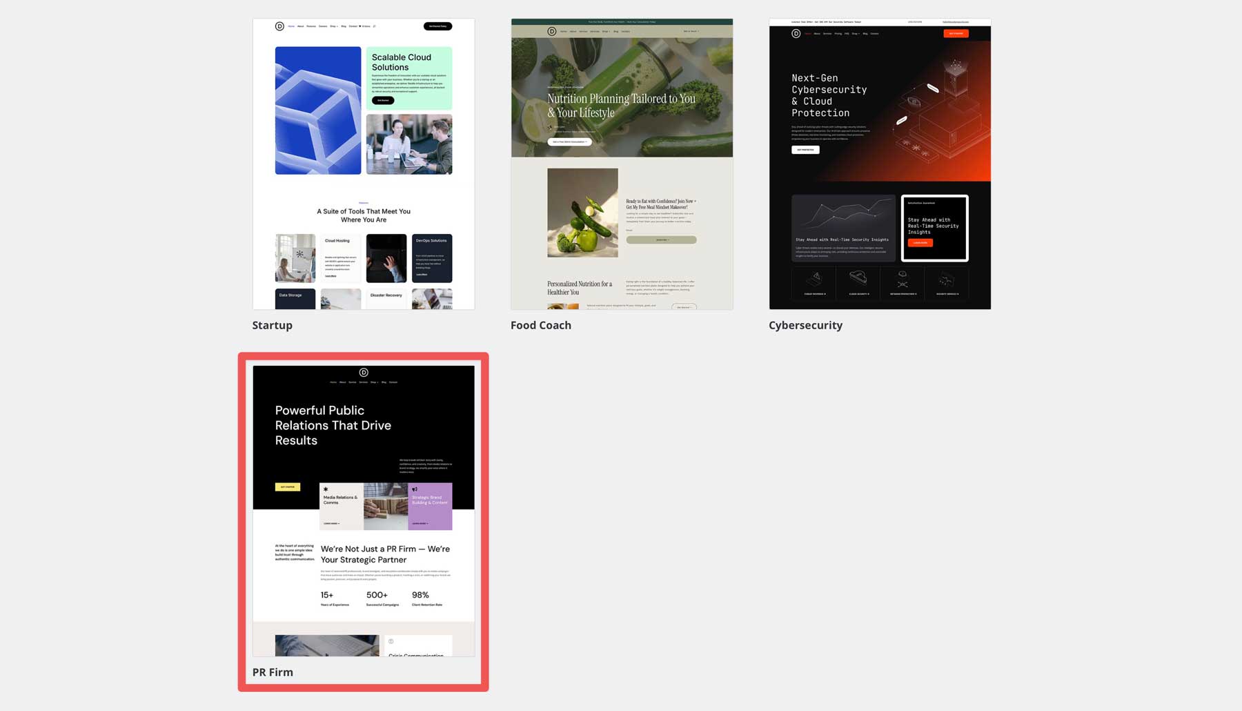 PR Firm starter site for Divi