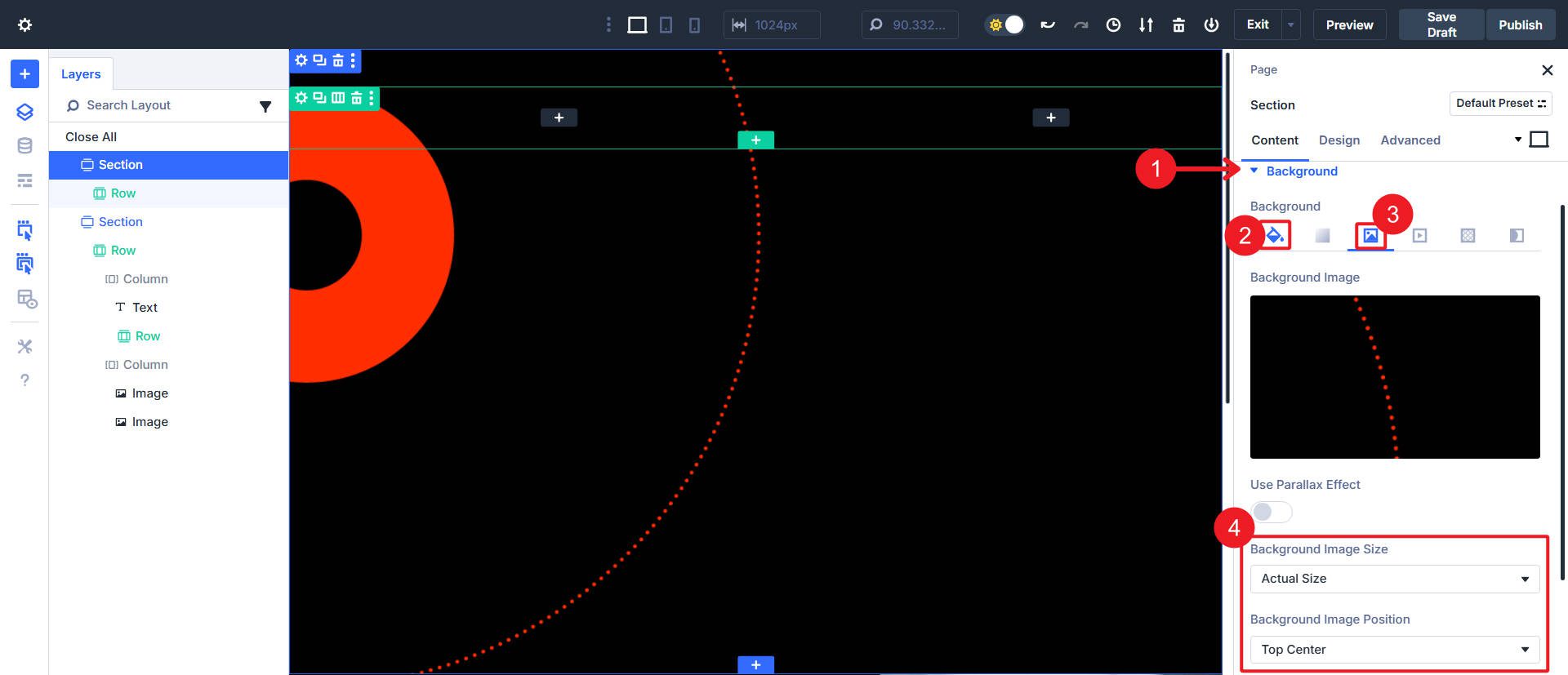 Section Background Image Settings