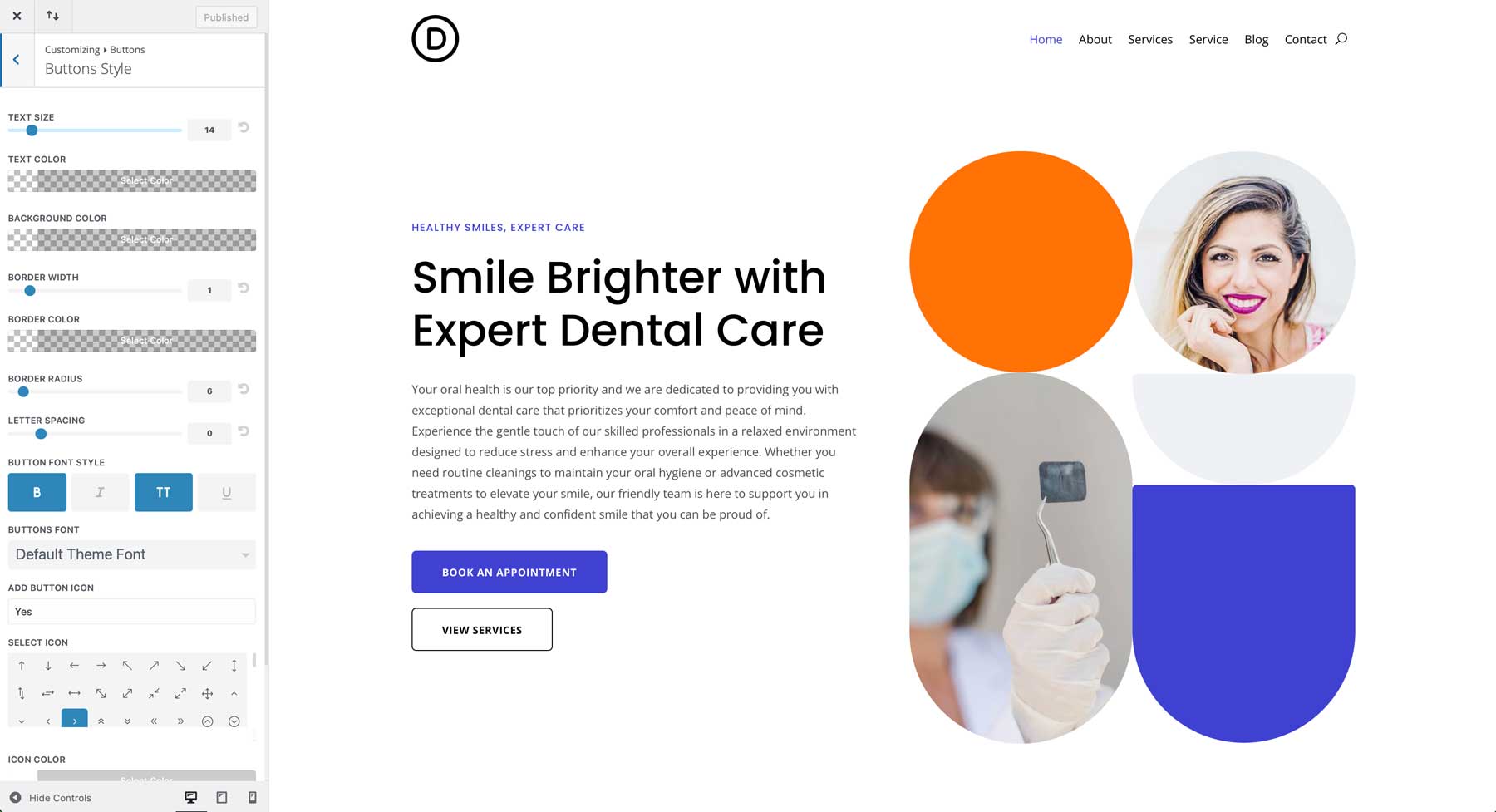 Dentist starter site for Divi