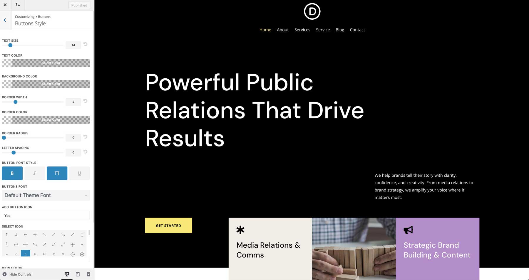 PR Firm starter site for Divi