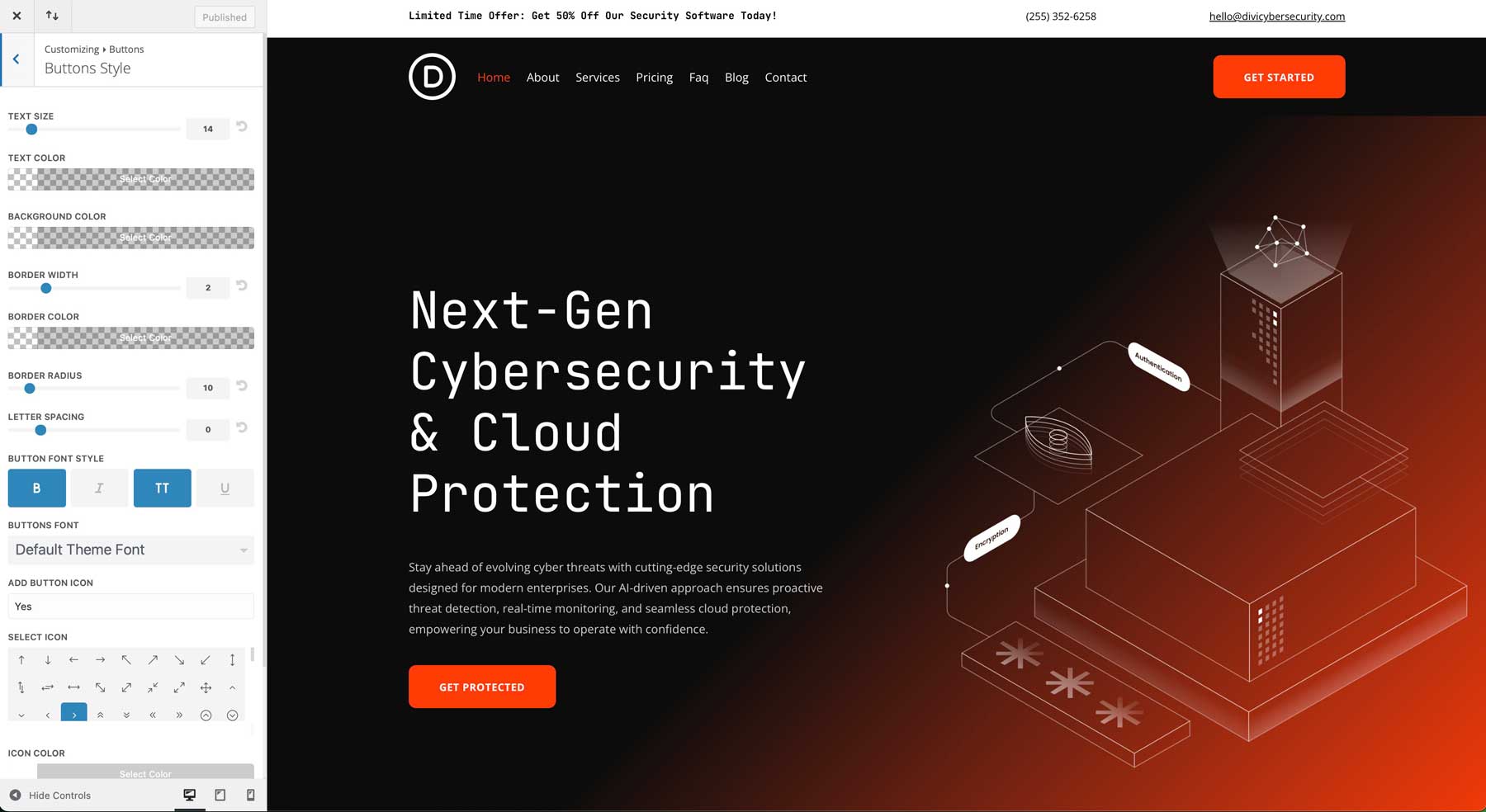 cybersecurity starter site for Divi